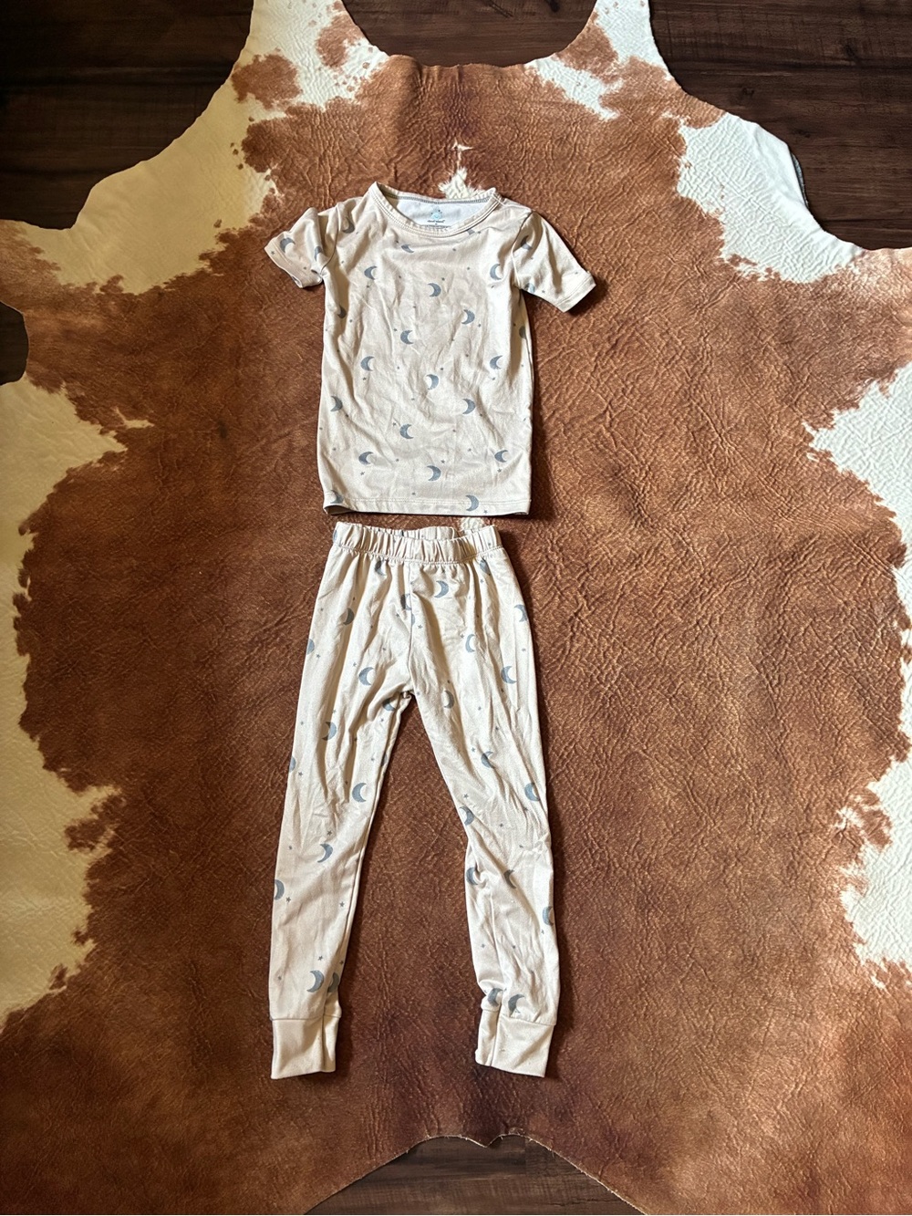 cloud island Cream Pajama Set with Moon Print